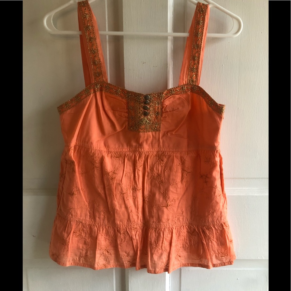 Express XS orange tank with gold stitching